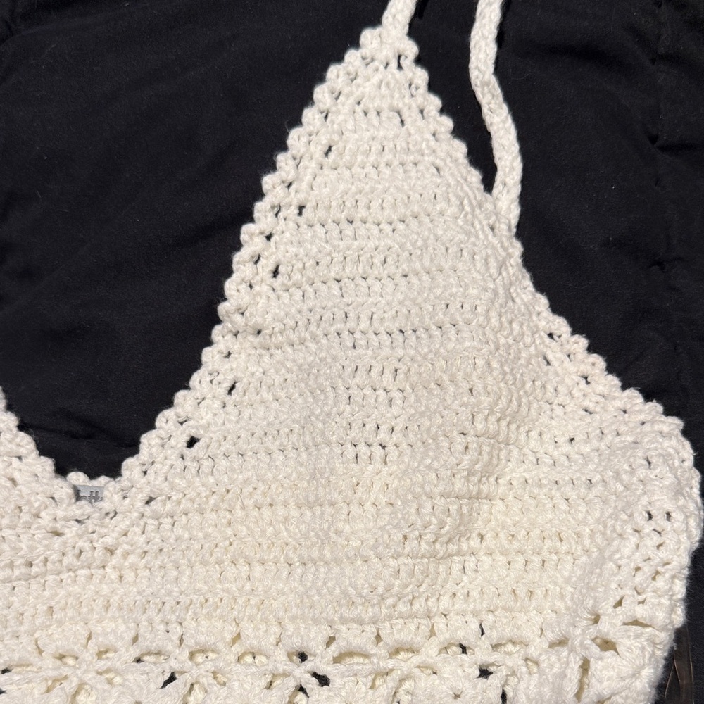 Crochet White/cream colored One-Piece body suit Sz.L - Picture 5 of 15